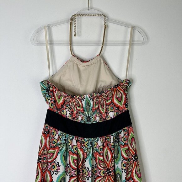 Eliza J Halter Maxi Dress Womens Size 6 Petite 6P Smocked Colorful Vacation - Picture 8 of 11
